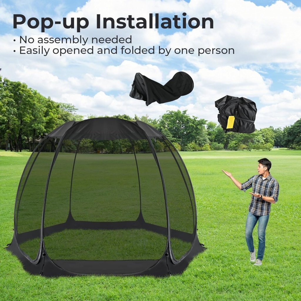 Alvantor Screen House Gazebo, 6 - 10 - 15 Person Pop Up Igloo Screened Canopy Tent with Mosquito Netting Sides, Instant UV Resistant Sun Shelter for Garden, Patio, Backyard - Wigtrends