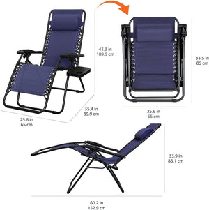 Amazon Basics Outdoor Patio Mesh Adjustable Zero Gravity Lounge Chair Recliners set of 2 with Side Table, 35 x 26 x 43 inches, Beige - Wigtrends