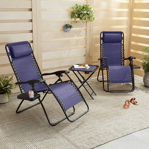 Amazon Basics Outdoor Patio Mesh Adjustable Zero Gravity Lounge Chair Recliners set of 2 with Side Table, 35 x 26 x 43 inches, Beige - Wigtrends