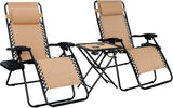 Amazon Basics Outdoor Patio Mesh Adjustable Zero Gravity Lounge Chair Recliners set of 2 with Side Table, 35 x 26 x 43 inches, Beige - Wigtrends