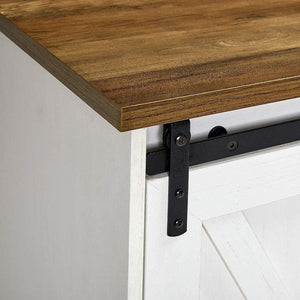 AMERLIFE Fireplace TV Stand with Sliding Barn Door for TVs up to 73", Farmhouse 63" Fireplace Entertainment Center with Storage Cabinets/Adjustable Shelves - Wigtrends