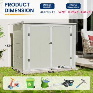 Amopatio 41 Cu Ft Horizontal Outdoor Storage Shed, Resin Trash Can Storage,Resin Shed for Garden Tools, Lawn Mowers, Garbage Cans, Patio Use - Wigtrends
