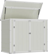 Amopatio 41 Cu Ft Horizontal Outdoor Storage Shed, Resin Trash Can Storage,Resin Shed for Garden Tools, Lawn Mowers, Garbage Cans, Patio Use - Wigtrends