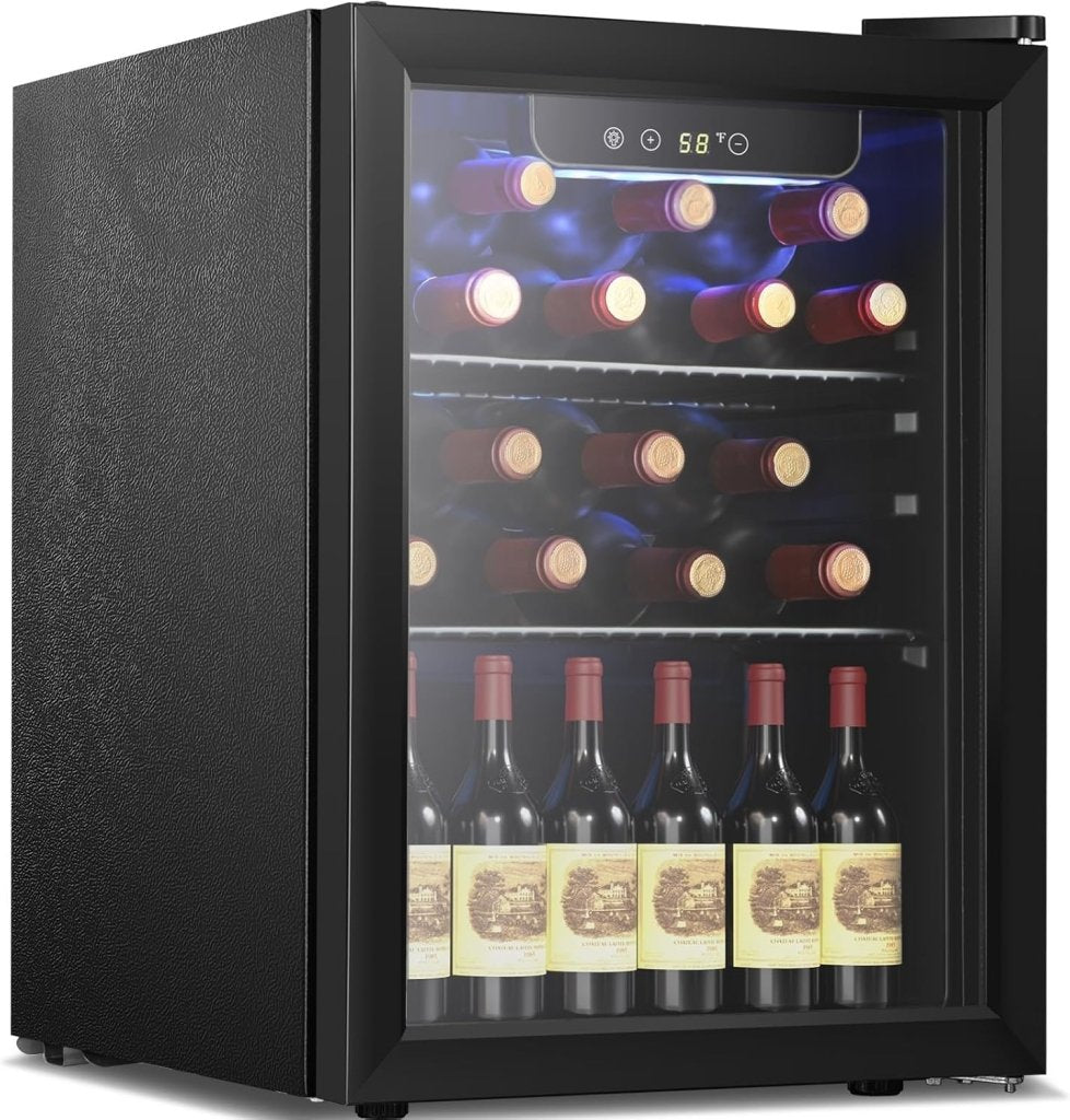 Antarctic Star 26 Bottle 130 Can Wine Cooler/Cabinet Beverage Refrigerator Mini Wine Cellar Beer Soda Clear Glass Door Bar Fridge Quiet Compressor Adjust Temp Freestanding Indoor Use 3.2cu.ft Black - Wigtrends