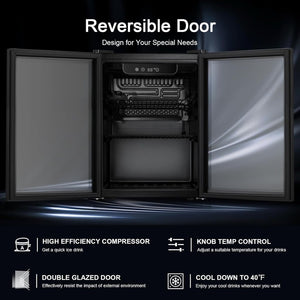 Antarctic Star 26 Bottle 130 Can Wine Cooler/Cabinet Beverage Refrigerator Mini Wine Cellar Beer Soda Clear Glass Door Bar Fridge Quiet Compressor Adjust Temp Freestanding Indoor Use 3.2cu.ft Black - Wigtrends