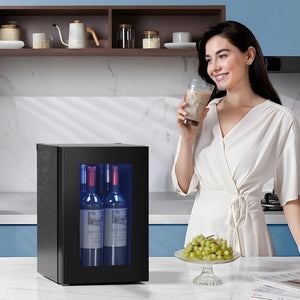 Antarctic Star 26 Bottle 130 Can Wine Cooler/Cabinet Beverage Refrigerator Mini Wine Cellar Beer Soda Clear Glass Door Bar Fridge Quiet Compressor Adjust Temp Freestanding Indoor Use 3.2cu.ft Black - Wigtrends
