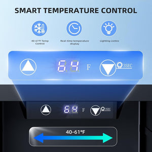 Antarctic Star 26 Bottle 130 Can Wine Cooler/Cabinet Beverage Refrigerator Mini Wine Cellar Beer Soda Clear Glass Door Bar Fridge Quiet Compressor Adjust Temp Freestanding Indoor Use 3.2cu.ft Black - Wigtrends