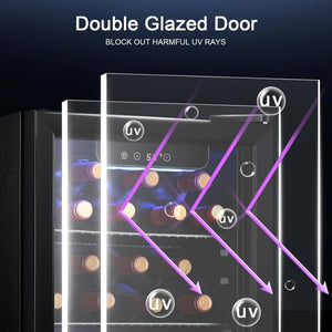 Antarctic Star 26 Bottle 130 Can Wine Cooler/Cabinet Beverage Refrigerator Mini Wine Cellar Beer Soda Clear Glass Door Bar Fridge Quiet Compressor Adjust Temp Freestanding Indoor Use 3.2cu.ft Black - Wigtrends