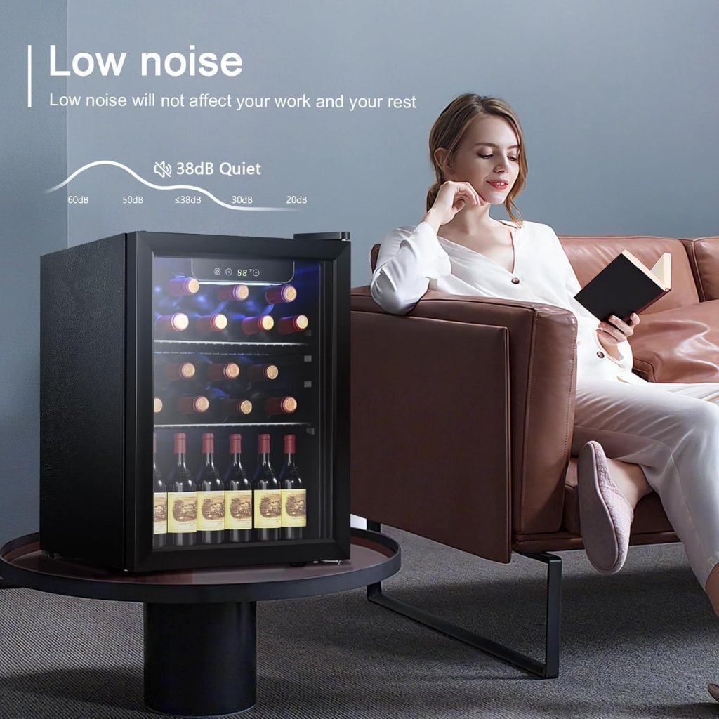 Antarctic Star 26 Bottle 130 Can Wine Cooler/Cabinet Beverage Refrigerator Mini Wine Cellar Beer Soda Clear Glass Door Bar Fridge Quiet Compressor Adjust Temp Freestanding Indoor Use 3.2cu.ft Black - Wigtrends