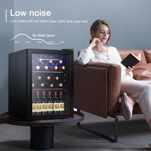 Antarctic Star 26 Bottle 130 Can Wine Cooler/Cabinet Beverage Refrigerator Mini Wine Cellar Beer Soda Clear Glass Door Bar Fridge Quiet Compressor Adjust Temp Freestanding Indoor Use 3.2cu.ft Black - Wigtrends