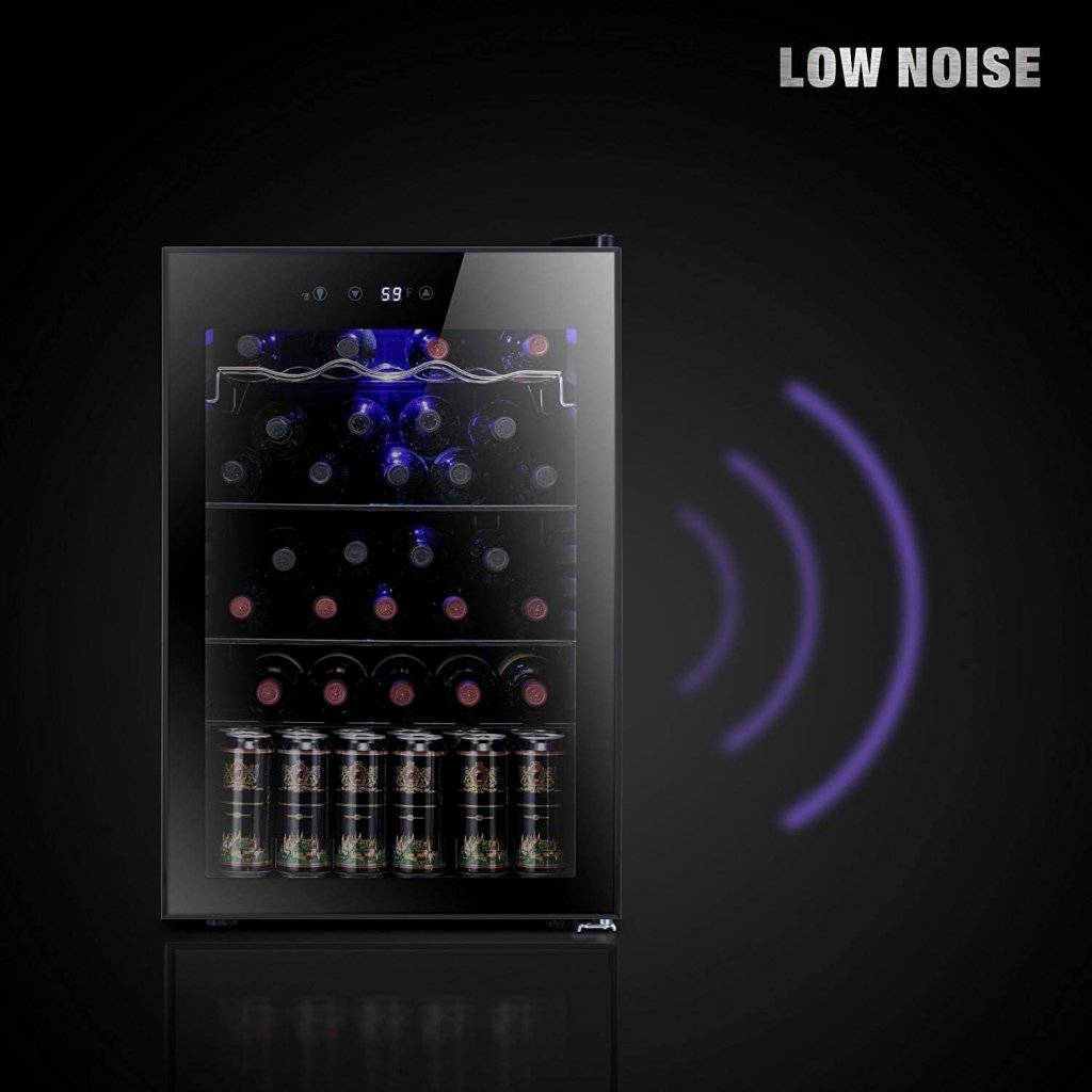 Antarctic Star 26 Bottle 130 Can Wine Cooler/Cabinet Beverage Refrigerator Mini Wine Cellar Beer Soda Clear Glass Door Bar Fridge Quiet Compressor Adjust Temp Freestanding Indoor Use 3.2cu.ft Black - Wigtrends