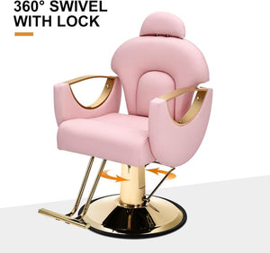 Artist Hand Salon Chair Reclining Barber Chair Oversized Hydraulic Pump Heavy Duty Hair Salon Chair 360 Degree Swivel Hair Chair for Hair Stylist, Beauty Spa Equipment Max Load 400 LBS, Black and Gold - Wigtrends