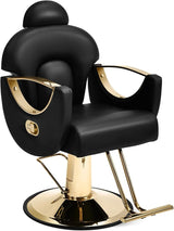 Artist Hand Salon Chair Reclining Barber Chair Oversized Hydraulic Pump Heavy Duty Hair Salon Chair 360 Degree Swivel Hair Chair for Hair Stylist, Beauty Spa Equipment Max Load 400 LBS, Black and Gold - Wigtrends