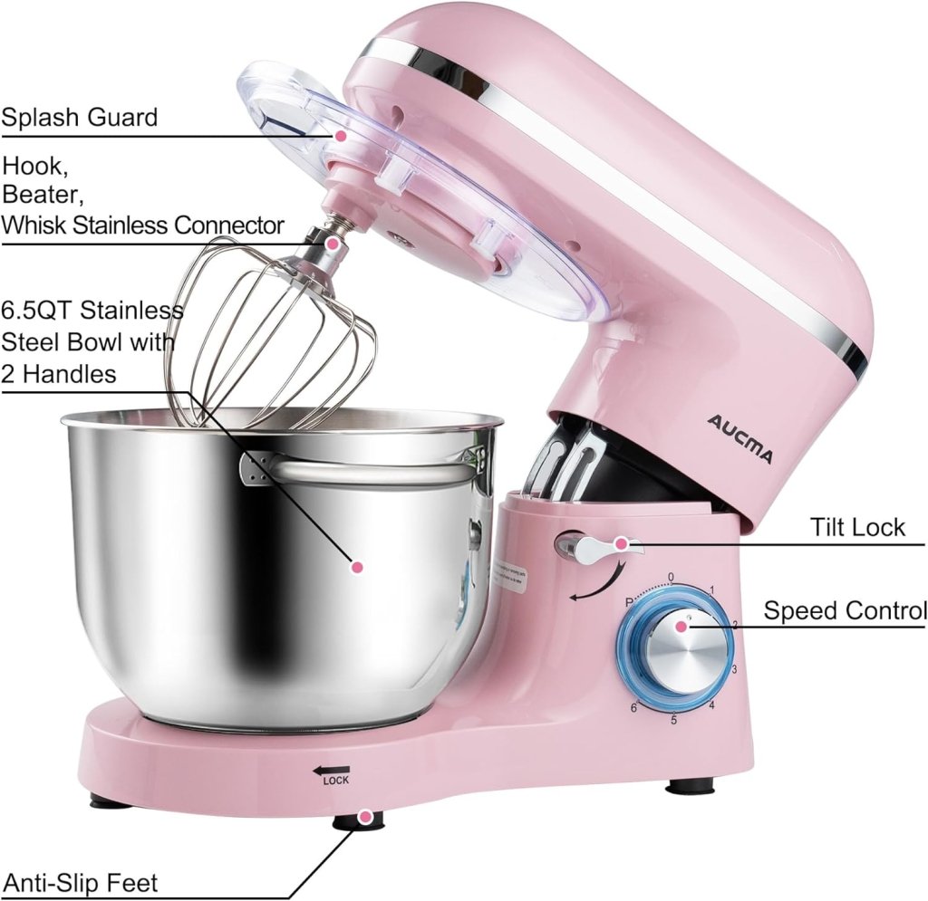 Aucma Stand Mixer,6.5 - QT 660W 6 - Speed Tilt - Head Food Mixer, Kitchen Electric Mixer with Dough Hook - Wigtrends