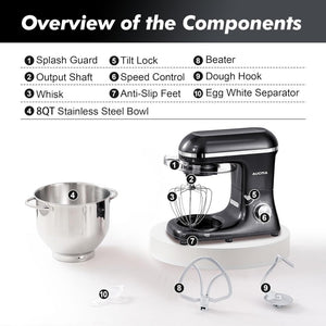 Aucma Stand Mixer,6.5 - QT 660W 6 - Speed Tilt - Head Food Mixer, Kitchen Electric Mixer with Dough Hook - Wigtrends