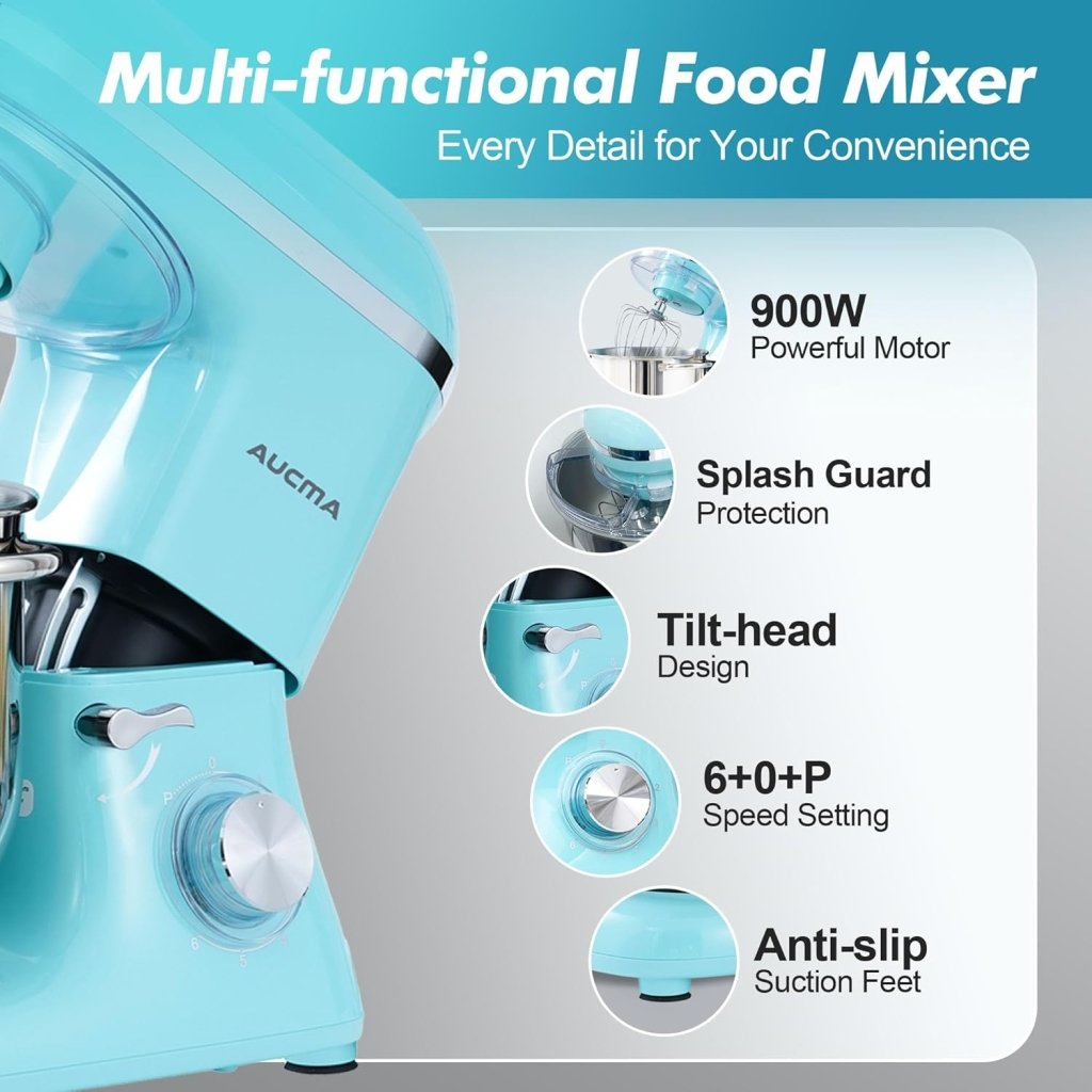 Aucma Stand Mixer,6.5 - QT 660W 6 - Speed Tilt - Head Food Mixer, Kitchen Electric Mixer with Dough Hook - Wigtrends