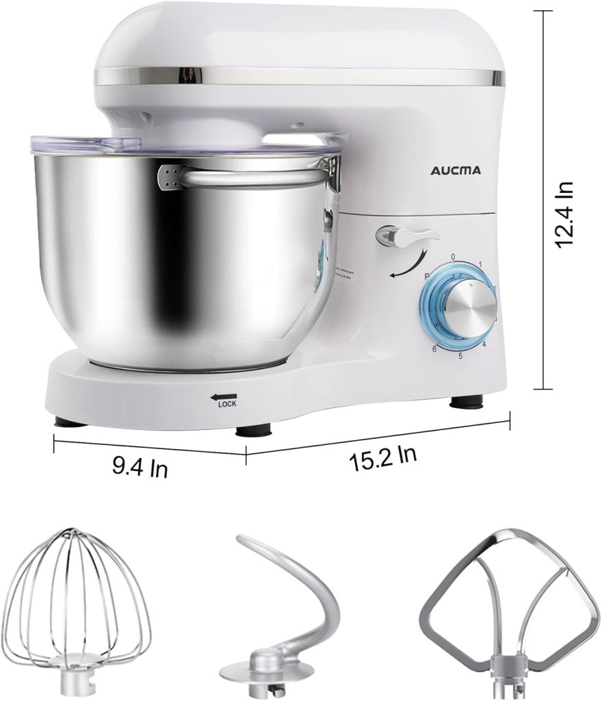 Aucma Stand Mixer,6.5 - QT 660W 6 - Speed Tilt - Head Food Mixer, Kitchen Electric Mixer with Dough Hook - Wigtrends
