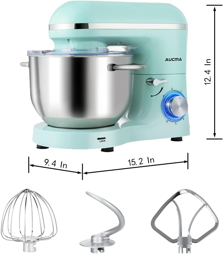 Aucma Stand Mixer,6.5 - QT 660W 6 - Speed Tilt - Head Food Mixer, Kitchen Electric Mixer with Dough Hook - Wigtrends
