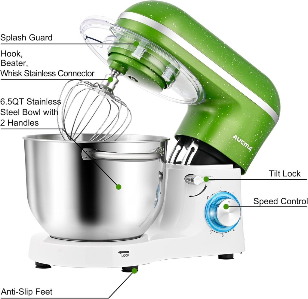 Aucma Stand Mixer,6.5 - QT 660W 6 - Speed Tilt - Head Food Mixer, Kitchen Electric Mixer with Dough Hook - Wigtrends