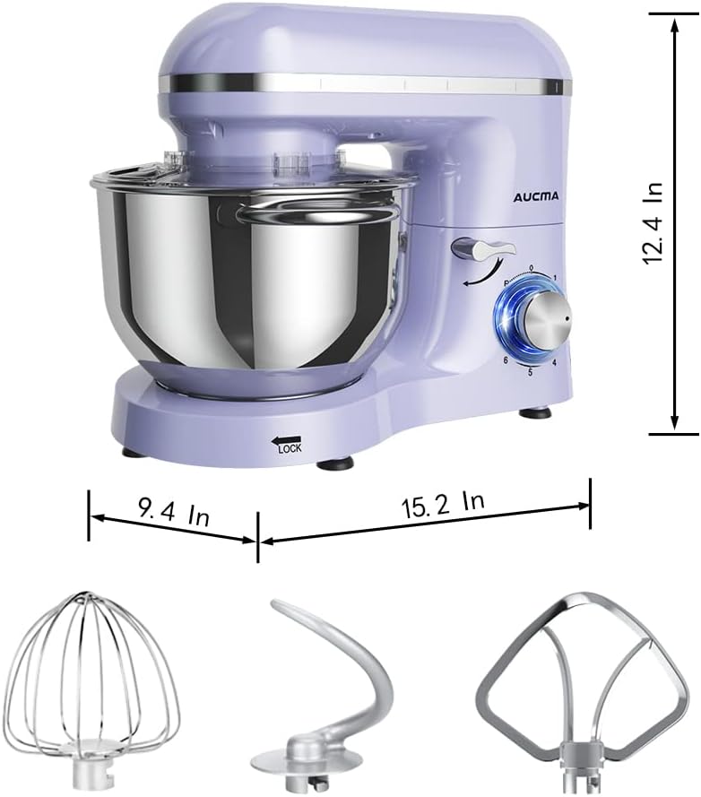 Aucma Stand Mixer,6.5 - QT 660W 6 - Speed Tilt - Head Food Mixer, Kitchen Electric Mixer with Dough Hook - Wigtrends