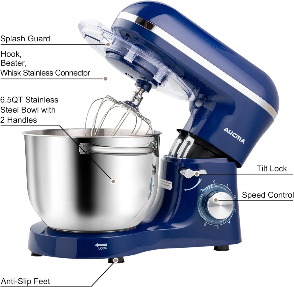 Aucma Stand Mixer,6.5 - QT 660W 6 - Speed Tilt - Head Food Mixer, Kitchen Electric Mixer with Dough Hook - Wigtrends