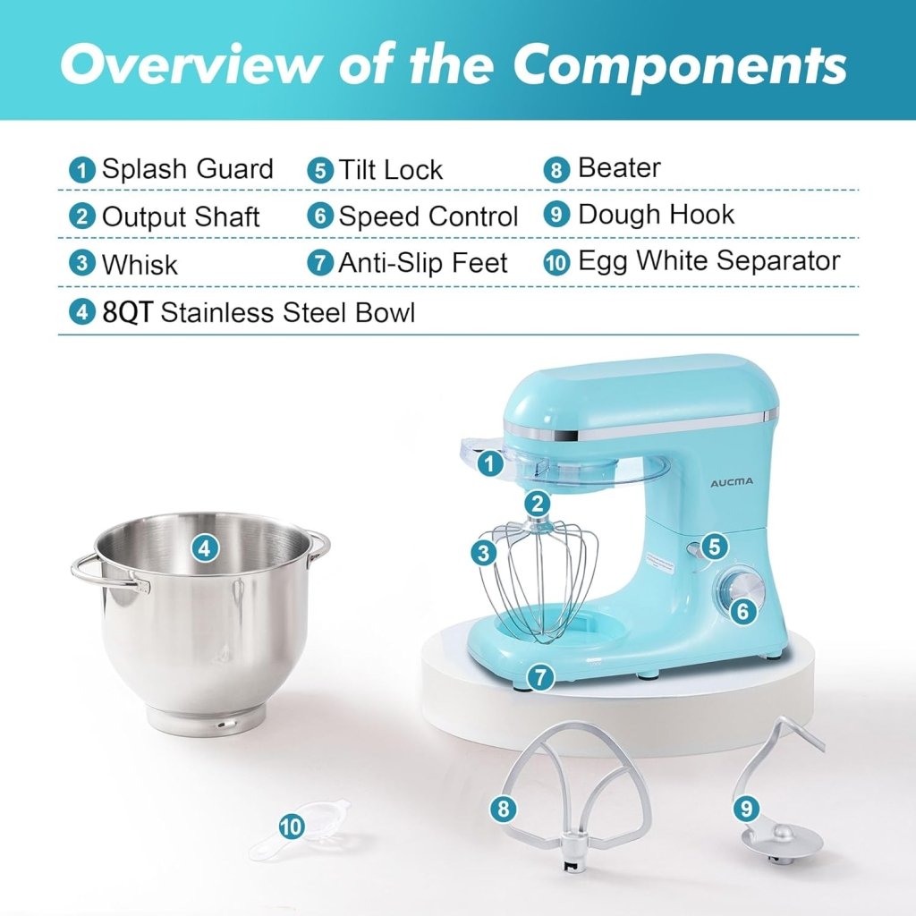 Aucma Stand Mixer,6.5 - QT 660W 6 - Speed Tilt - Head Food Mixer, Kitchen Electric Mixer with Dough Hook - Wigtrends