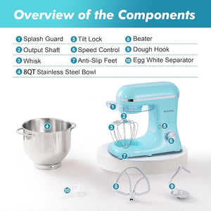 Aucma Stand Mixer,6.5 - QT 660W 6 - Speed Tilt - Head Food Mixer, Kitchen Electric Mixer with Dough Hook - Wigtrends