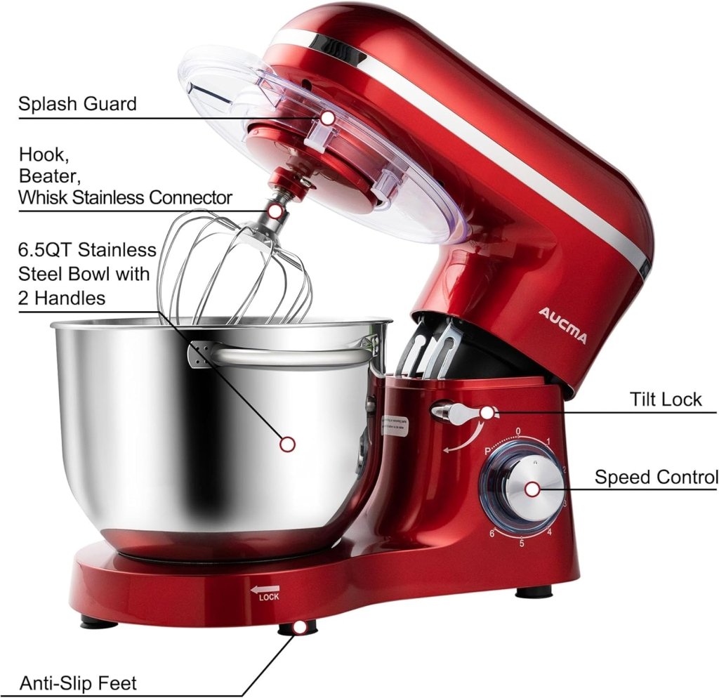 Aucma Stand Mixer,6.5 - QT 660W 6 - Speed Tilt - Head Food Mixer, Kitchen Electric Mixer with Dough Hook - Wigtrends