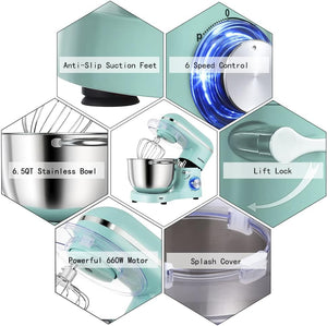 Aucma Stand Mixer,6.5 - QT 660W 6 - Speed Tilt - Head Food Mixer, Kitchen Electric Mixer with Dough Hook - Wigtrends