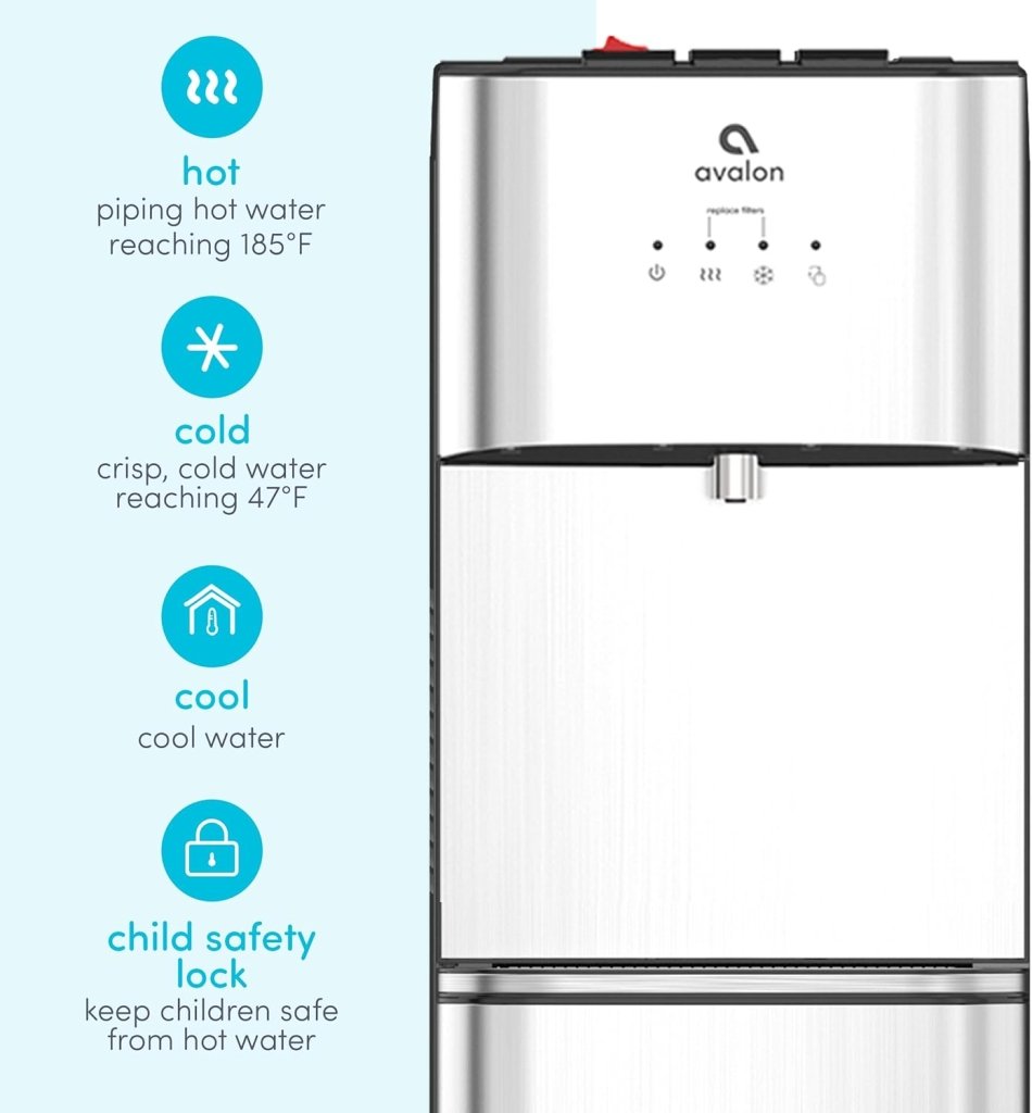 Avalon A3F Bottom Loading Water Cooler Dispenser with BioGuard - 3 Temperature Settings - UL - Filtered - Wigtrends