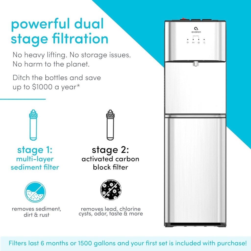 Avalon A3F Bottom Loading Water Cooler Dispenser with BioGuard - 3 Temperature Settings - UL - Filtered - Wigtrends