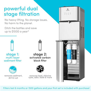 Avalon Bottom Loading Water Cooler Water Dispenser with BioGuard - 3 Temperature Settings - Hot, Cold & Room Water, Durable Stainless Steel Construction, Anti - Microbial Coating - UL Listed - Wigtrends