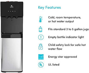 Avalon Bottom Loading Water Cooler Water Dispenser with BioGuard - 3 Temperature Settings - Hot, Cold & Room Water, Durable Stainless Steel Construction, Anti - Microbial Coating - UL Listed - Wigtrends