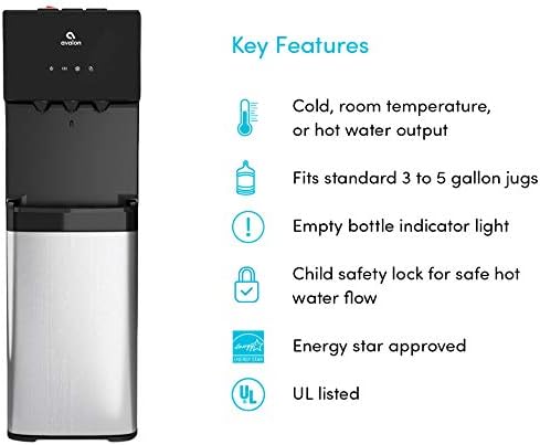 Avalon Bottom Loading Water Cooler Water Dispenser with BioGuard - 3 Temperature Settings - Hot, Cold & Room Water, Durable Stainless Steel Construction, Anti - Microbial Coating - UL Listed - Wigtrends