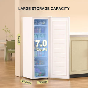 BANGSON Upright Freezer, 7.0 Cu.ft Stand Up Freezer, Convertible Upright Freezer/Refrigerator, Single Door for Kitchen,Garage, Office, Apartment, Silver - Wigtrends
