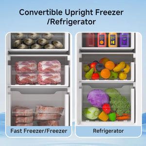BANGSON Upright Freezer, 7.0 Cu.ft Stand Up Freezer, Convertible Upright Freezer/Refrigerator, Single Door for Kitchen,Garage, Office, Apartment, Silver - Wigtrends