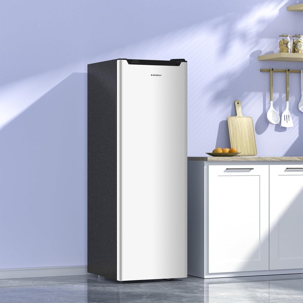 BANGSON Upright Freezer, 7.0 Cu.ft Stand Up Freezer, Convertible Upright Freezer/Refrigerator, Single Door for Kitchen,Garage, Office, Apartment, Silver - Wigtrends