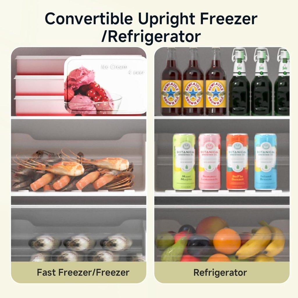 BANGSON Upright Freezer, 7.0 Cu.ft Stand Up Freezer, Convertible Upright Freezer/Refrigerator, Single Door for Kitchen,Garage, Office, Apartment, Silver - Wigtrends
