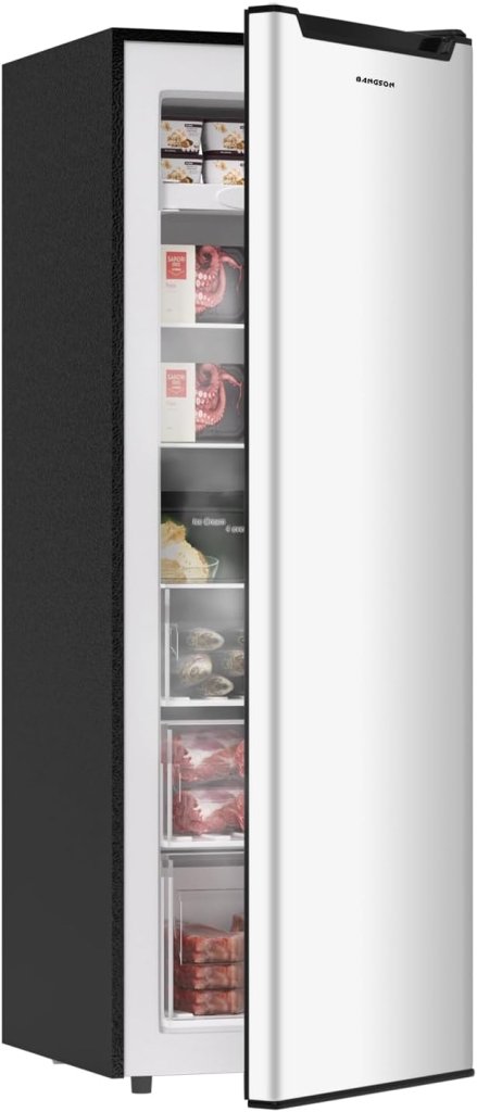 BANGSON Upright Freezer, 7.0 Cu.ft Stand Up Freezer, Convertible Upright Freezer/Refrigerator, Single Door for Kitchen,Garage, Office, Apartment, Silver - Wigtrends