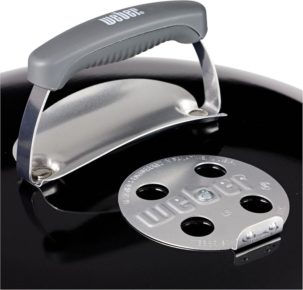 Barbecue a carbonella compatto Kettle, cottura Ø 47 cm, barbecue in porcellana smaltata con coperchio e caldaia con tre gambe e ruote, supporto di cottura cromato - Nero (1221004) - Wigtrends