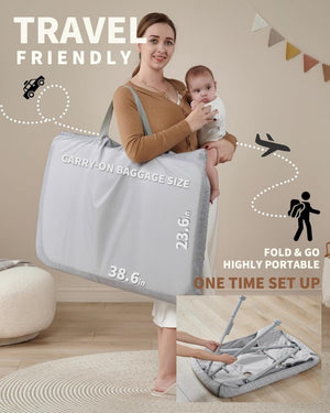 Bassinet Bedside Sleeper, Baby Crib for Newborn, Baby Bassinets Bedside Sleeper with 4 Auto - Lock & Adjustable Height, Breathable Mesh & Mattress - Wigtrends