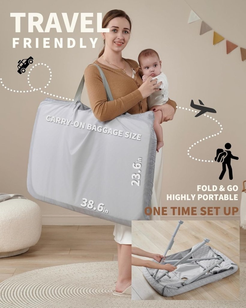Bassinet Bedside Sleeper, Baby Crib for Newborn, Baby Bassinets Bedside Sleeper with 4 Auto - Lock & Adjustable Height, Breathable Mesh & Mattress - Wigtrends