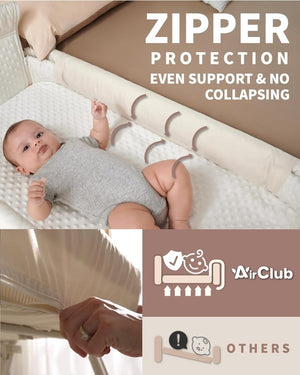 Bassinet Bedside Sleeper, Baby Crib for Newborn, Baby Bassinets Bedside Sleeper with 4 Auto - Lock & Adjustable Height, Breathable Mesh & Mattress - Wigtrends