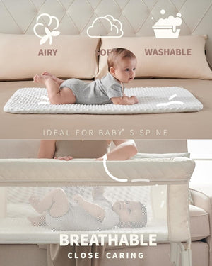 Bassinet Bedside Sleeper, Baby Crib for Newborn, Baby Bassinets Bedside Sleeper with 4 Auto - Lock & Adjustable Height, Breathable Mesh & Mattress - Wigtrends