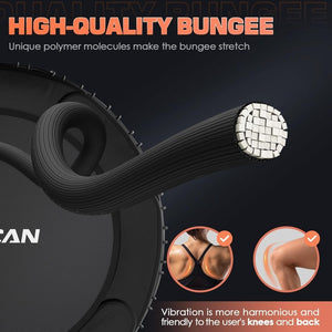 BCAN 450/550 LBS Foldable Mini Trampoline, 40"/48" Fitness Trampoline with Bungees, U Shape Adjustable Foam Handle, Stable & Quiet Exercise Rebounder for Adults Indoor/Outdoor Workout - Wigtrends
