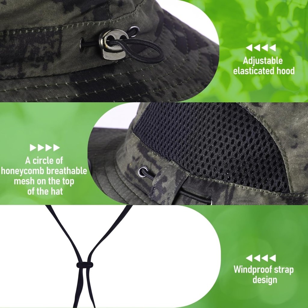Berlune Men Sun Hat with 2 Solar Fan Fishing Wide Brim Sun Hat for Outdoor Summer Camping Beach, USB & Solar Powered - Wigtrends