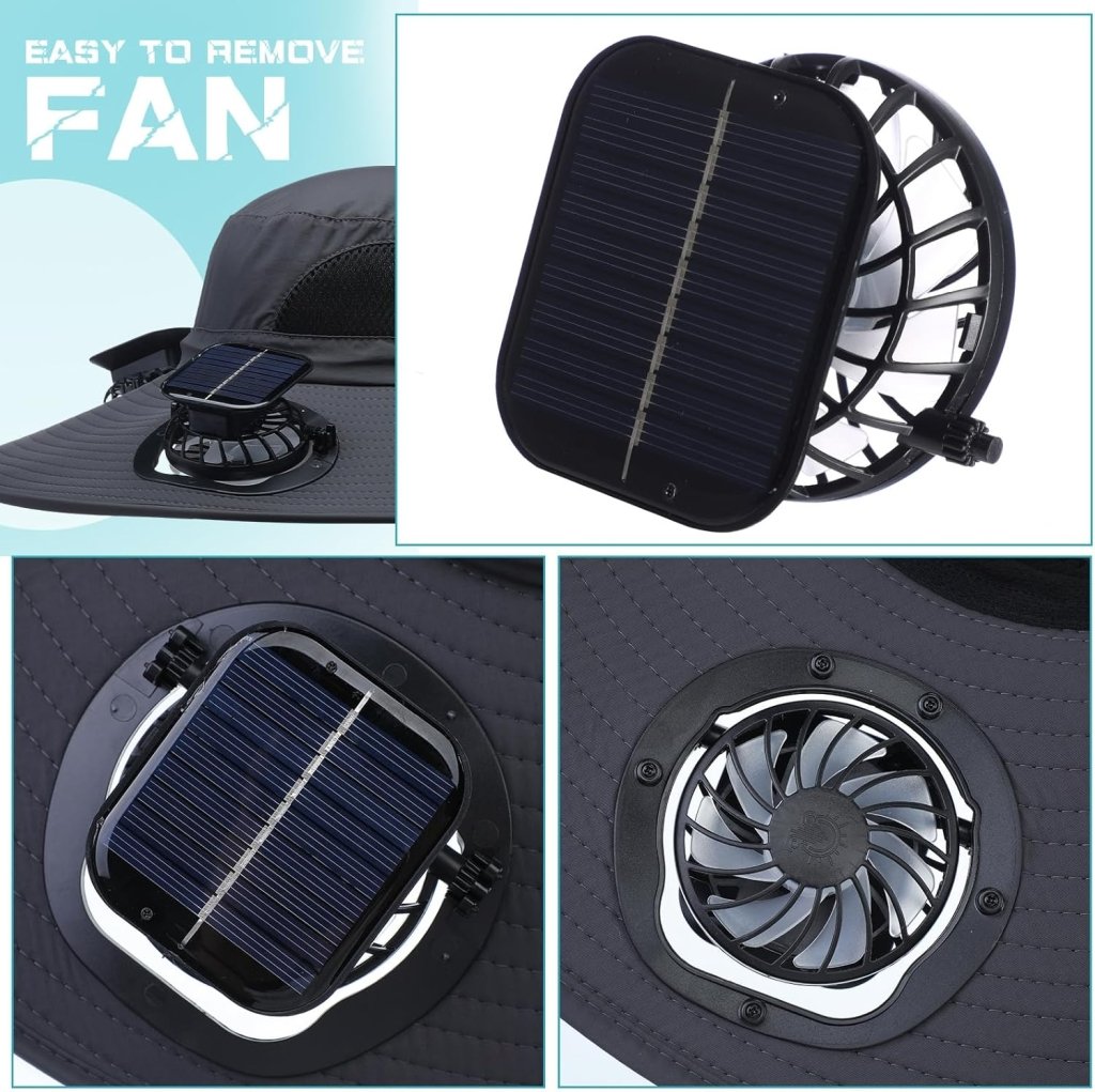 Berlune Men Sun Hat with 2 Solar Fan Fishing Wide Brim Sun Hat for Outdoor Summer Camping Beach, USB & Solar Powered - Wigtrends