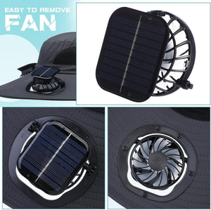 Berlune Men Sun Hat with 2 Solar Fan Fishing Wide Brim Sun Hat for Outdoor Summer Camping Beach, USB & Solar Powered - Wigtrends