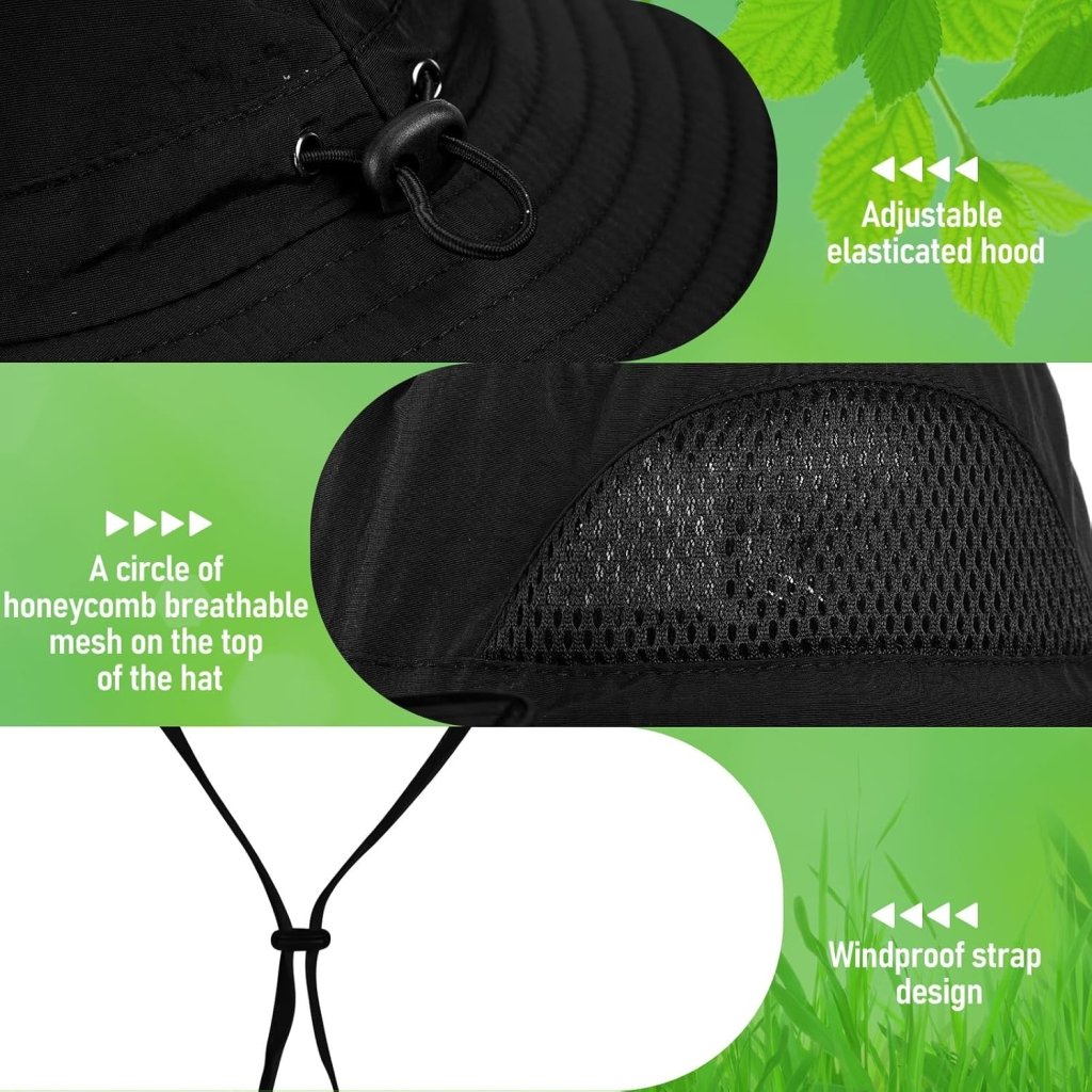 Berlune Men Sun Hat with 2 Solar Fan Fishing Wide Brim Sun Hat for Outdoor Summer Camping Beach, USB & Solar Powered - Wigtrends