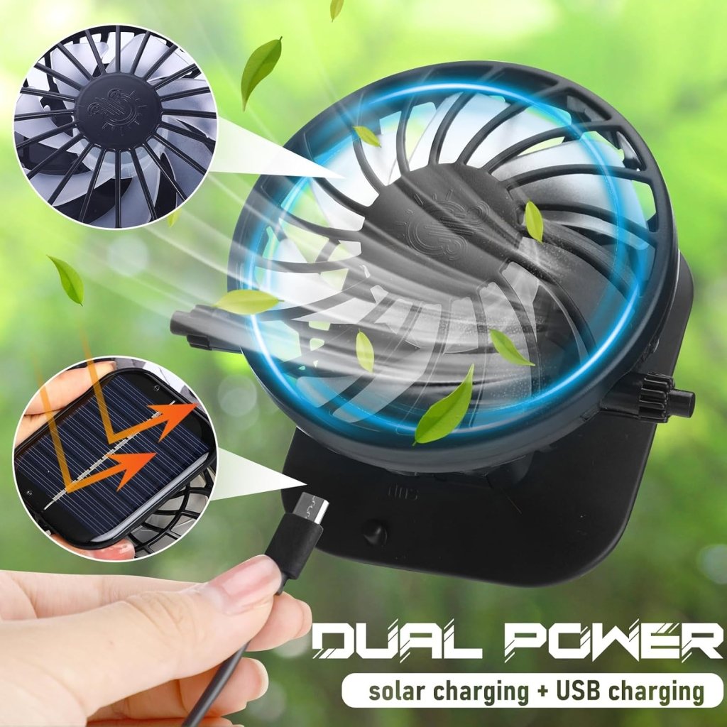 Berlune Men Sun Hat with 2 Solar Fan Fishing Wide Brim Sun Hat for Outdoor Summer Camping Beach, USB & Solar Powered - Wigtrends